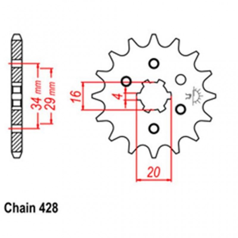 Front Sprocket YAM/SUZ/KAW/HON 428