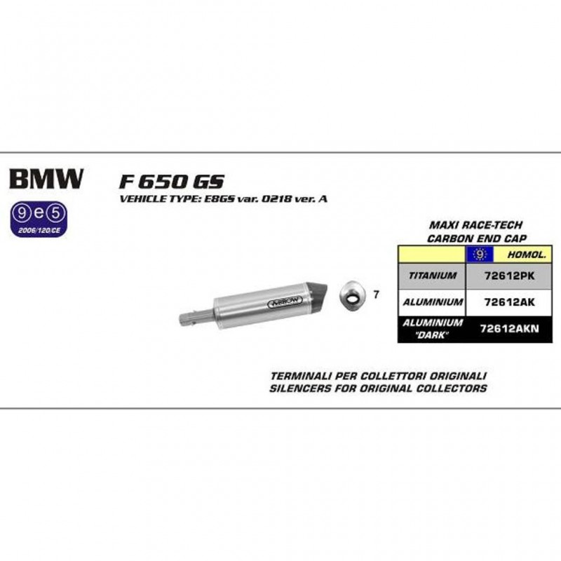 ARROW BMW Silencer Maxi Race-Tech Titanium with CF End Cap