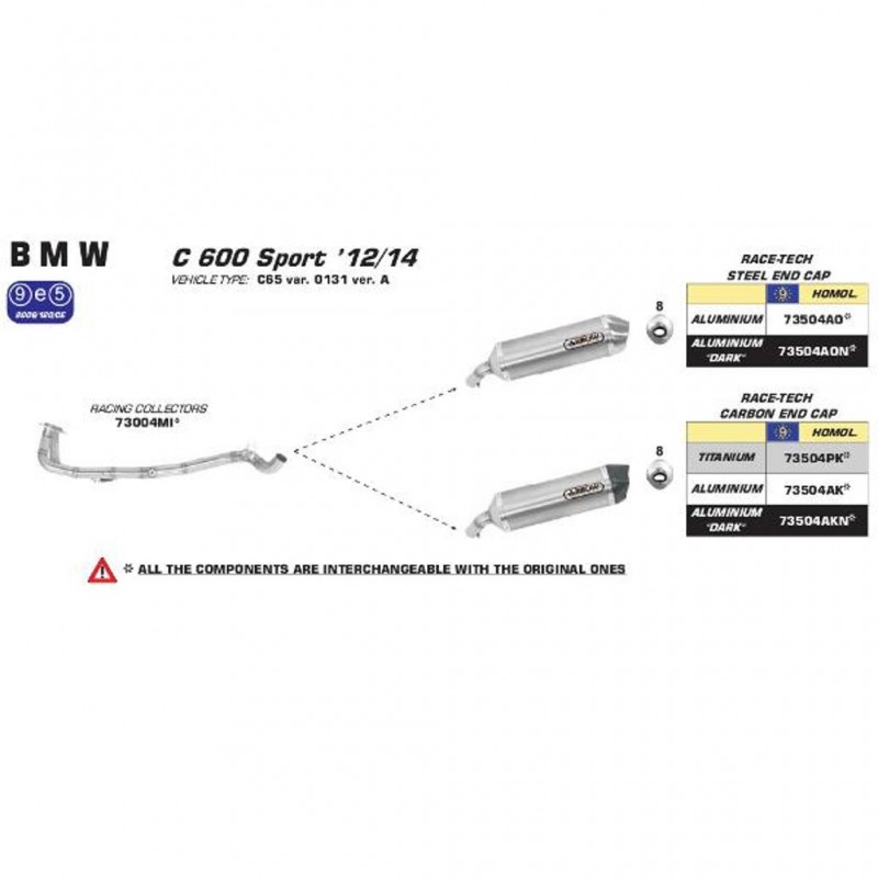 ARROW BMW Exhaust HOM Aluminium Race-Tech Slip On Carbon Cap
