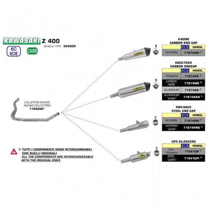 ARROW KAW Silencer Race-Tech Aluminium Dark with CF End Cap