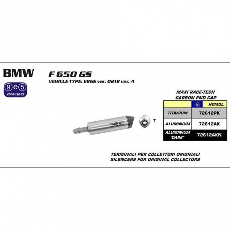 ARROW BMW Silencer Maxi Race-Tech Alu Dark with CF End Cap